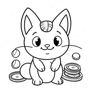 Cute Meowth With Coins Coloring Page 61807-51230