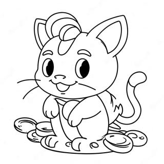 Cute Meowth With Coins Coloring Page 61807-51231