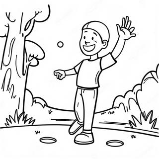 Disc Golf Player Throwing Disc Coloring Page 61817-51237