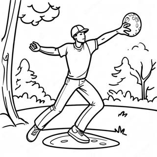 Disc Golf Player Throwing Disc Coloring Page 61817-51238