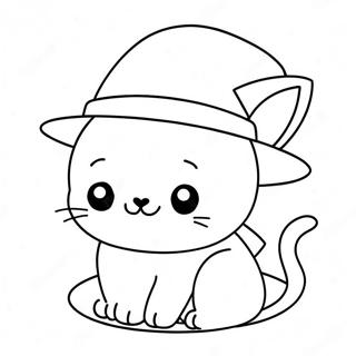 Cute Pop Cat In A Hat Coloring Page 61847-51261