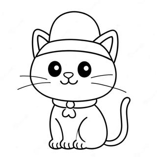 Cute Pop Cat In A Hat Coloring Page 61847-51262