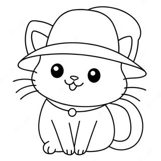 Cute Pop Cat In A Hat Coloring Page 61847-51263