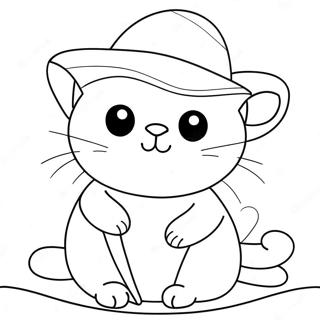 Cute Pop Cat In A Hat Coloring Page 61847-51264