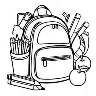 Colorful Backpack With School Supplies Coloring Page 6185-4942