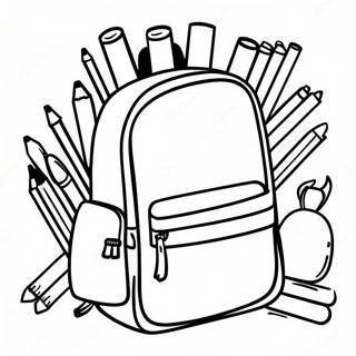 Colorful Backpack With School Supplies Coloring Page 6185-4943