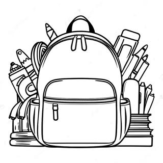 Colorful Backpack With School Supplies Coloring Page 6185-4944