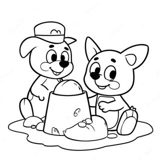 Bluey And Bingo Building Sandcastles Coloring Page 61987-51384