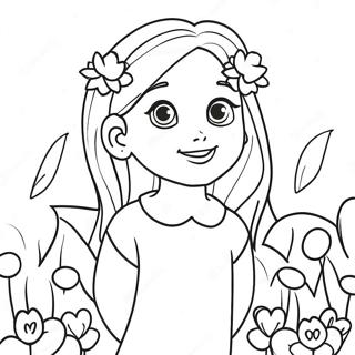 Cute Hannah With Flowers Coloring Page 62037-51417