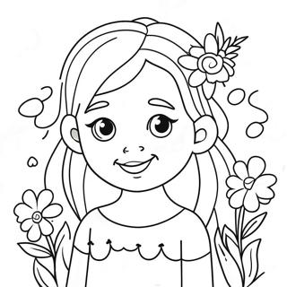 Cute Hannah With Flowers Coloring Page 62037-51418