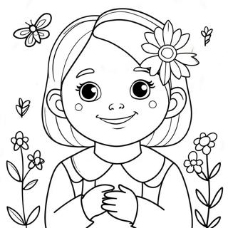 Cute Hannah With Flowers Coloring Page 62037-51419