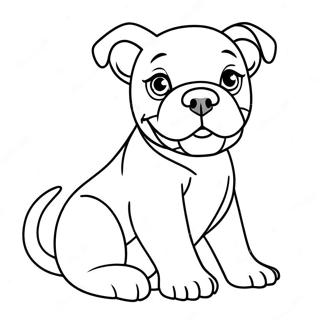 Playful American Bulldog Puppy Coloring Page 62067-51437