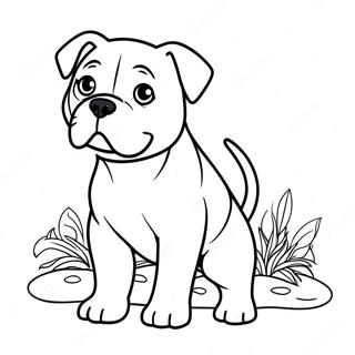 Playful American Bulldog Puppy Coloring Page 62067-51439