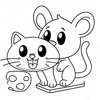 Playful Cat And Mouse Coloring Page 62127-51491