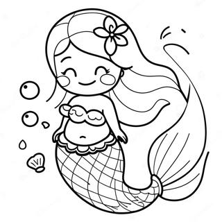 Cute Pregnant Mermaid With Shells Coloring Page 62218-51546