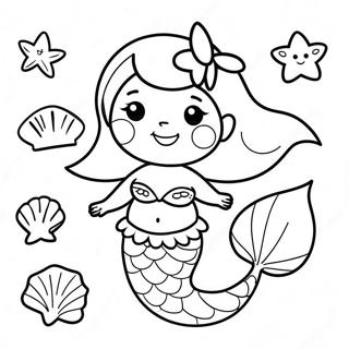 Cute Pregnant Mermaid With Shells Coloring Page 62218-51548