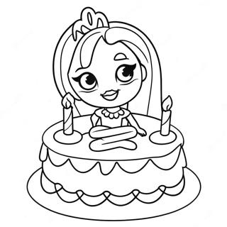 Cute Barbie Birthday Cake Coloring Page 62248-51568