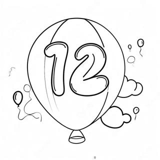 Colorful Number 12 Balloon Coloring Page 62278-51595