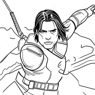 Winter Soldier Bucky Barnes Action Coloring Page 62298-51606