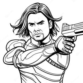 Winter Soldier Bucky Barnes Action Coloring Page 62298-51608