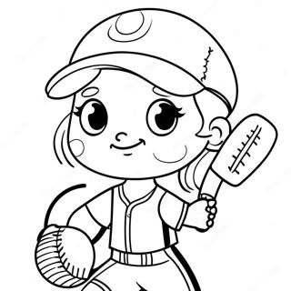 Cute Softball Player Coloring Page 622-497