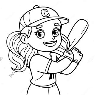 Cute Softball Player Coloring Page 622-498