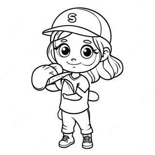 Cute Softball Player Coloring Page 622-499