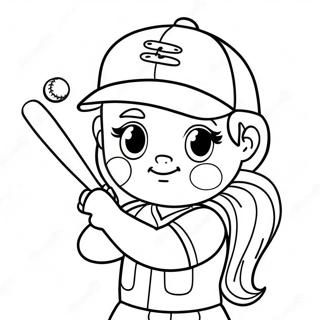 Cute Softball Player Coloring Page 622-500