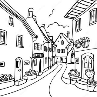 Charming Swiss Village Coloring Page 62348-51649