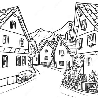 Charming Swiss Village Coloring Page 62348-51651