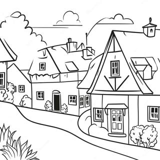 Charming Swiss Village Coloring Page 62348-51652