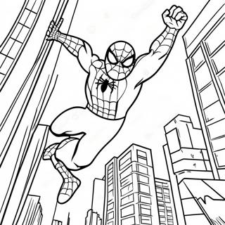 Spiderman Swinging Through The City Coloring Page 6235-4981