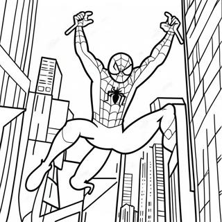 Spiderman Swinging Through The City Coloring Page 6235-4982