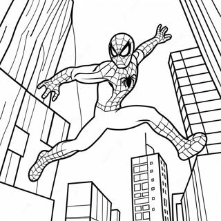 Spiderman Swinging Through The City Coloring Page 6235-4983