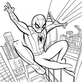 Spiderman Swinging Through The City Coloring Page 6235-4984