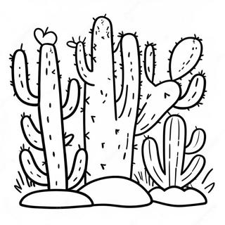 Colorful Southwest Cactus Coloring Page 62408-51696