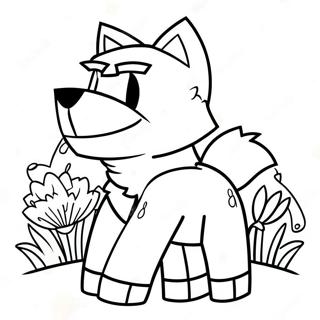 Cute Minecraft Wolf With Flowers Coloring Page 62498-51769