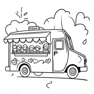 Colorful Food Truck With Happy Kids Coloring Page 62568-51829