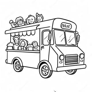 Colorful Food Truck With Happy Kids Coloring Page 62568-51831