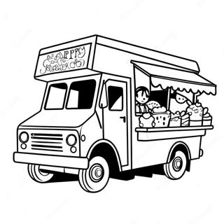 Colorful Food Truck With Happy Kids Coloring Page 62568-51832