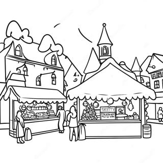 Festive German Christmas Market Coloring Page 62588-51841