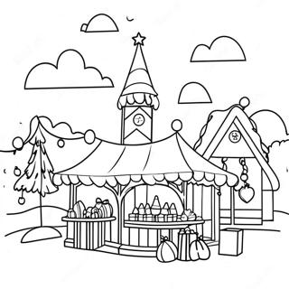 Festive German Christmas Market Coloring Page 62588-51843