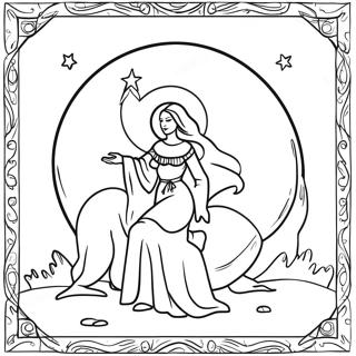 Mystical Moon Tarot Scene Coloring Page 62598-51861