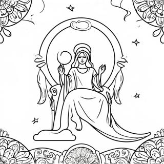 Mystical Moon Tarot Scene Coloring Page 62598-51863