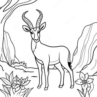 Majestic Antelope In The Wild Coloring Page 62648-51889