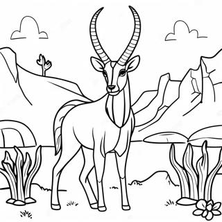 Majestic Antelope In The Wild Coloring Page 62648-51891