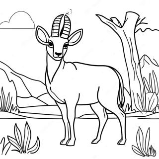 Majestic Antelope In The Wild Coloring Page 62648-51892