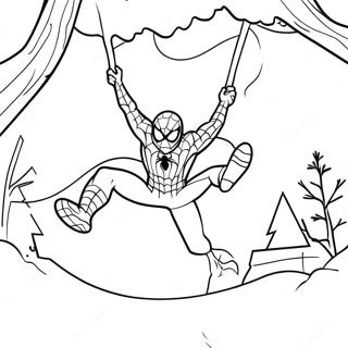 Festive Spiderman Swinging Through Snow Coloring Page 62708-51937