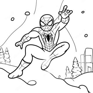 Festive Spiderman Swinging Through Snow Coloring Page 62708-51939