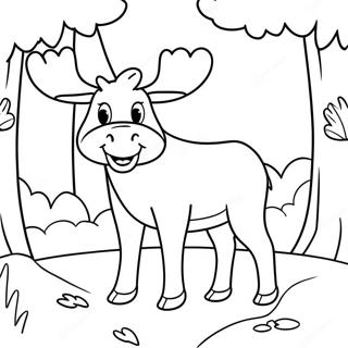 Cute Moose In A Forest Coloring Page 6275-5016